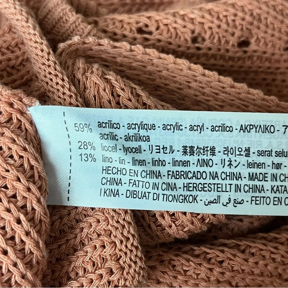 ZARA Women’s Brown Crochet Open Knit Tunic Top S Coquette Cowgirl Boho Sheer - Picture 7 of 9